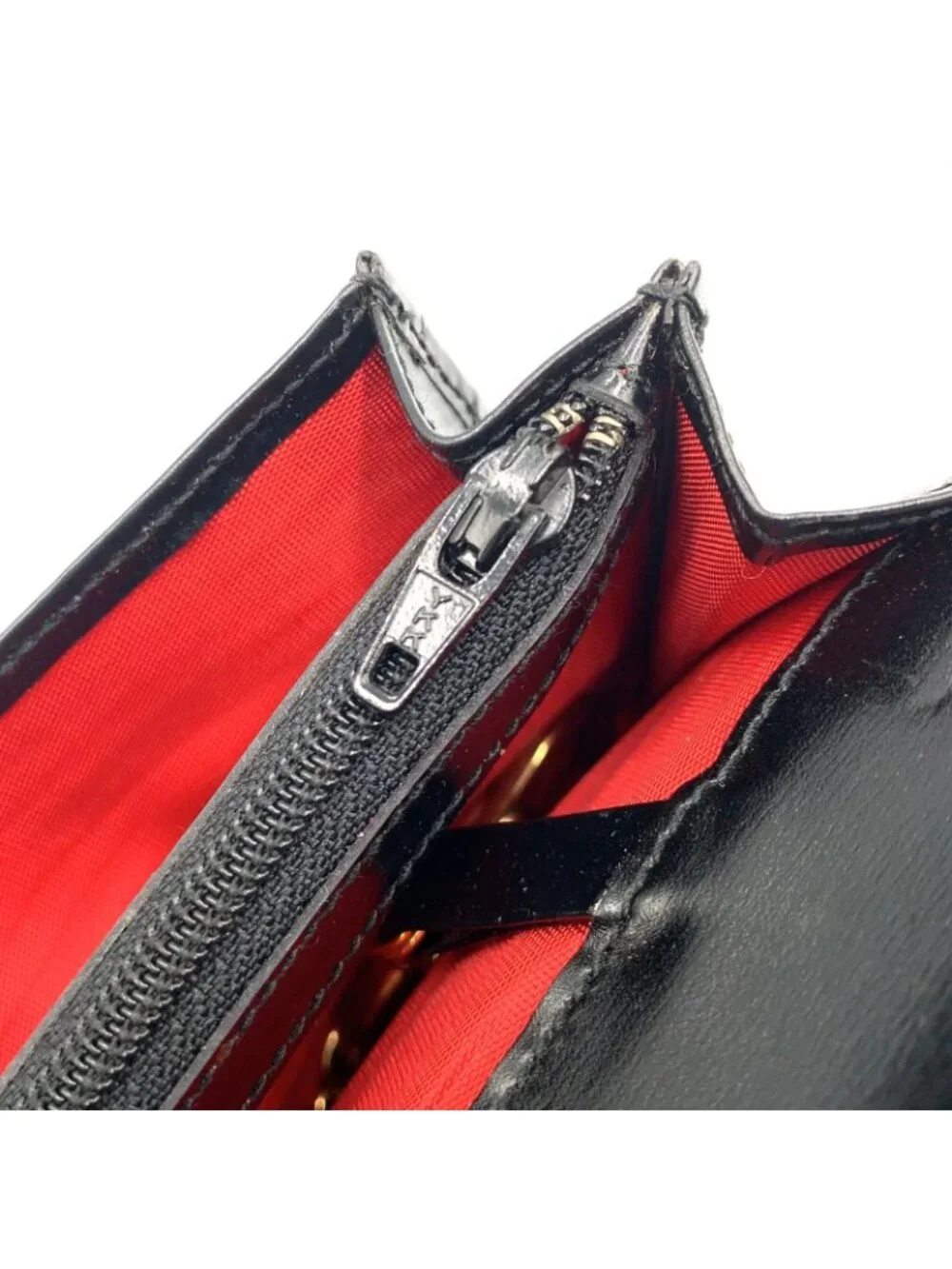 Gucci Logo Leather Black Coin Case Gold